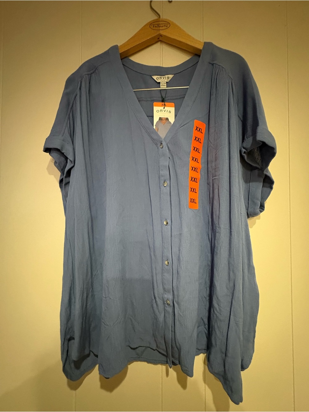 NWT Orvis blue crinkle blouse XXL